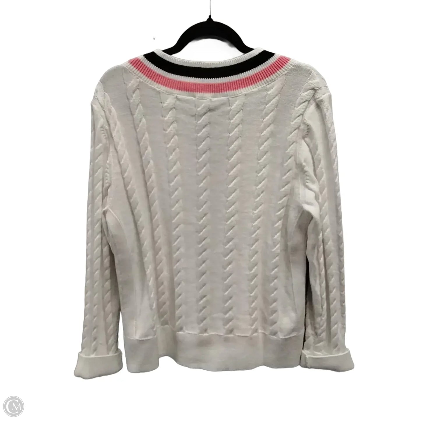 Sweater By Talbots In Pink & White, Size: L