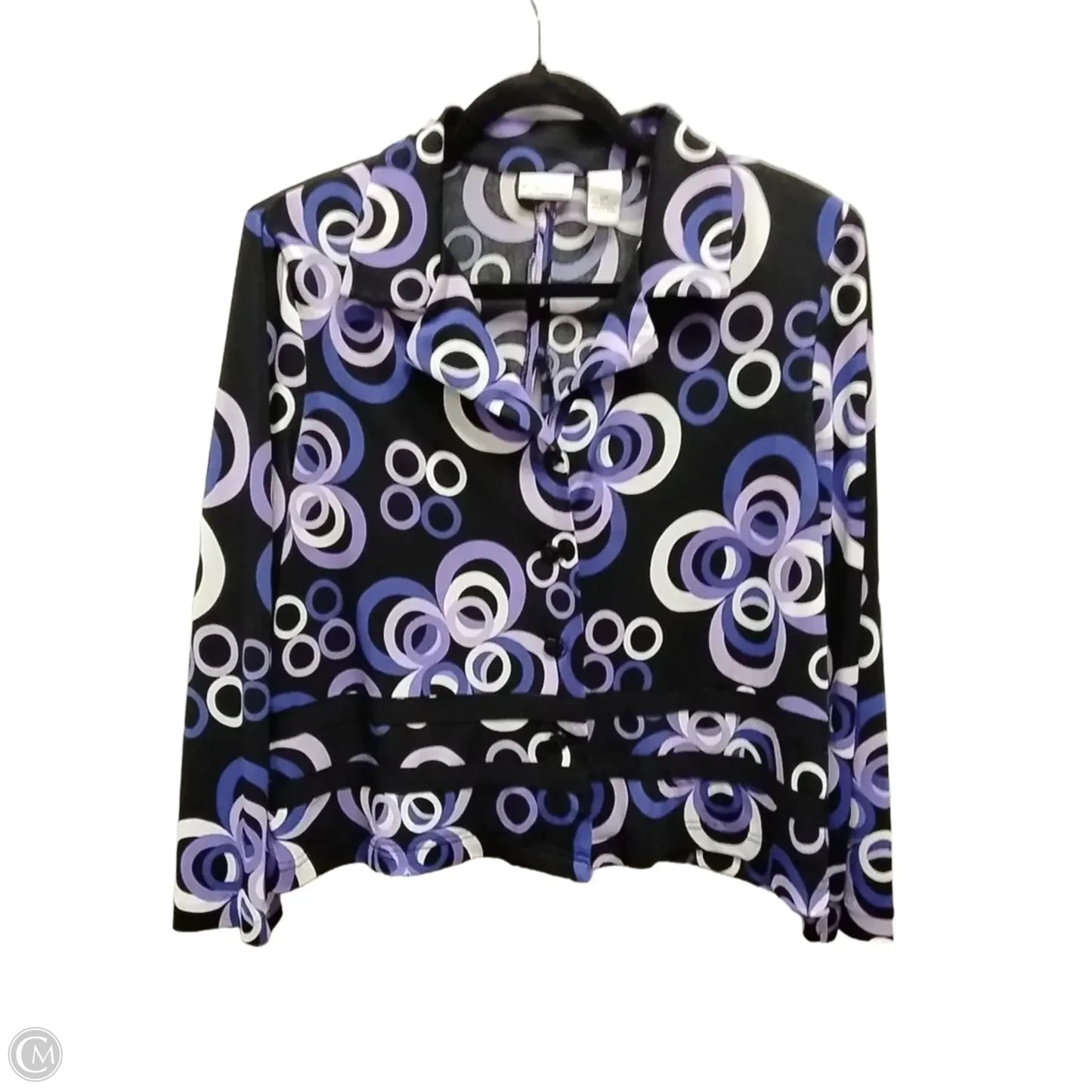 Blouse Long Sleeve By Kim Rogers In Geometric Pattern, Size: 14p