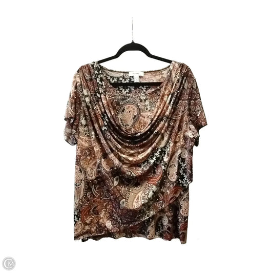 Blouse Short Sleeve By Dressbarn In Geometric Pattern, Size: 1x