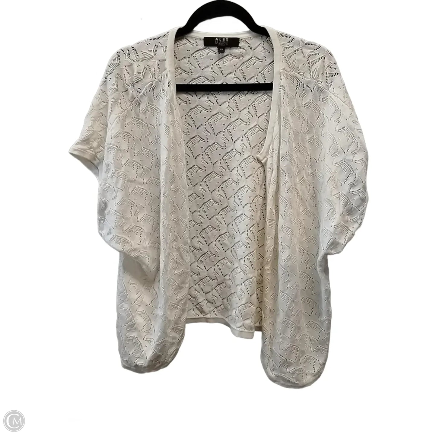 Blouse Short Sleeve By Alex Marie In White, Size: 2x