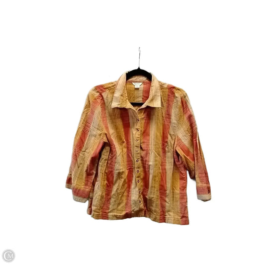 Top Long Sleeve By Christopher And Banks In Plaid Pattern, Size: Xl