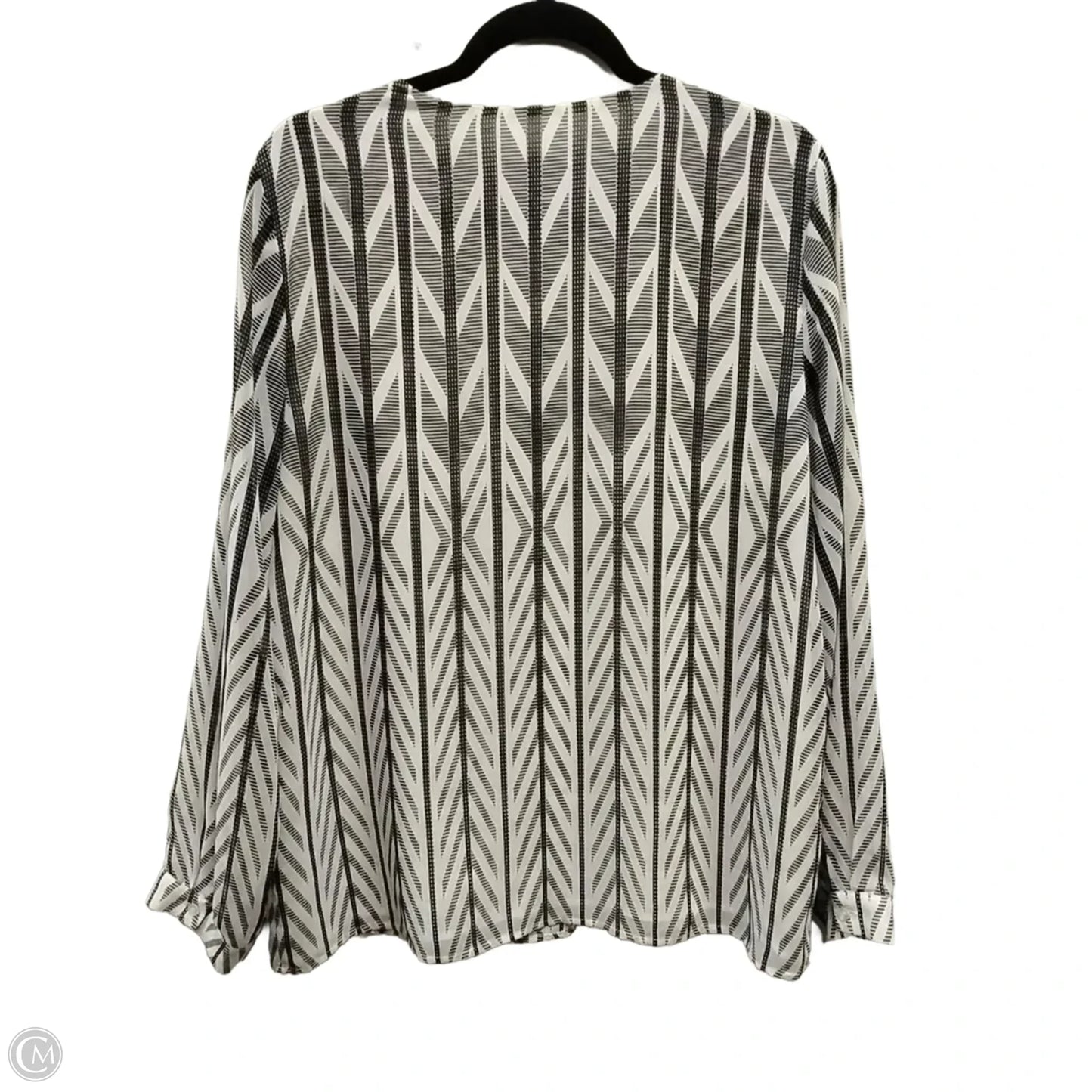 Blouse Long Sleeve By Calvin Klein In Geometric Pattern, Size: L