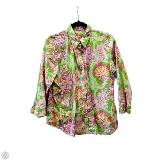Blouse Long Sleeve By Ralph Lauren In Multi-colored, Size: L