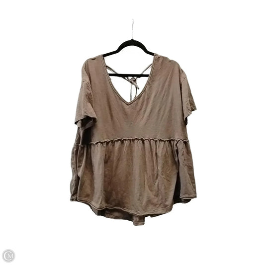 Blouse Short Sleeve By So In Brown, Size: Xl