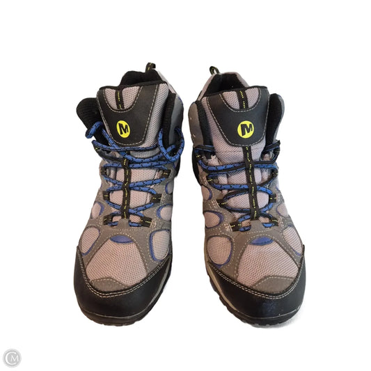 Boots Hiking By Merrell In Blue & Grey, Size: 5