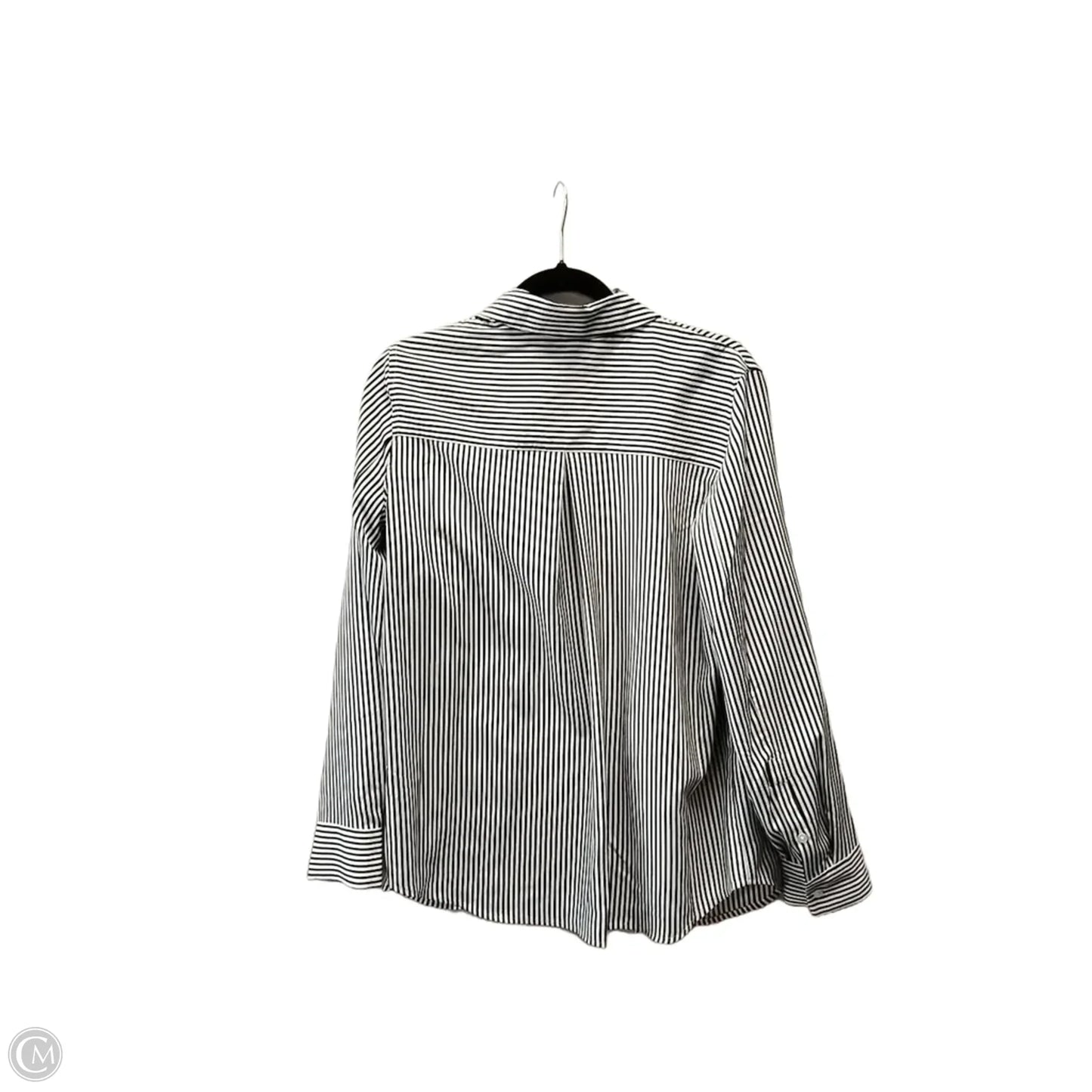 Blouse Long Sleeve By Dkny In Striped Pattern, Size: S