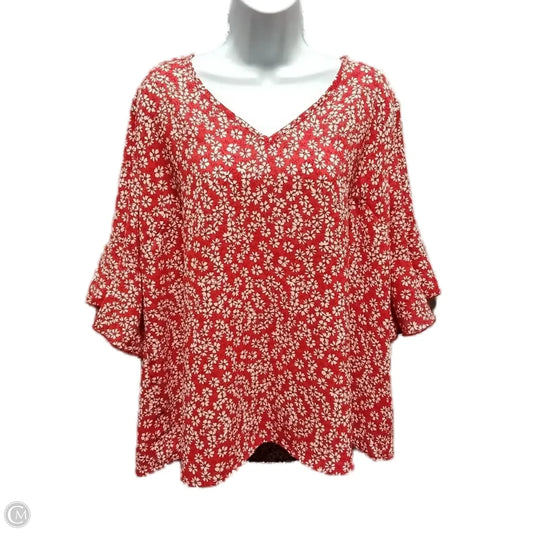 Blouse 3/4 Sleeve By Shein In Floral Print, Size: 2x