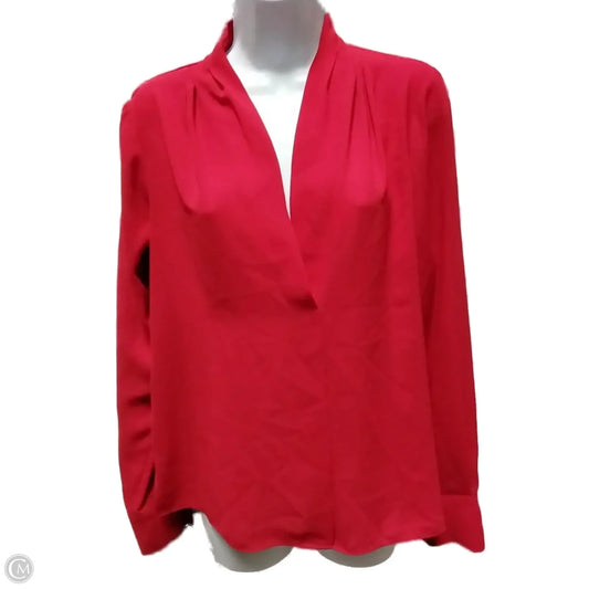 Blouse Long Sleeve By Calvin Klein In Red, Size: S