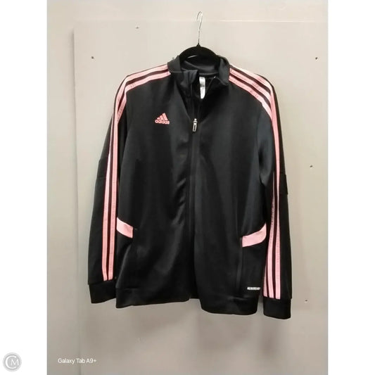 Athletic Jacket By Adidas In Black & Pink, Size: L