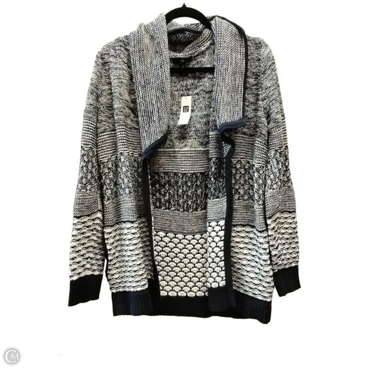 Sweater Cardigan By Gap In Blue & White, Size: M