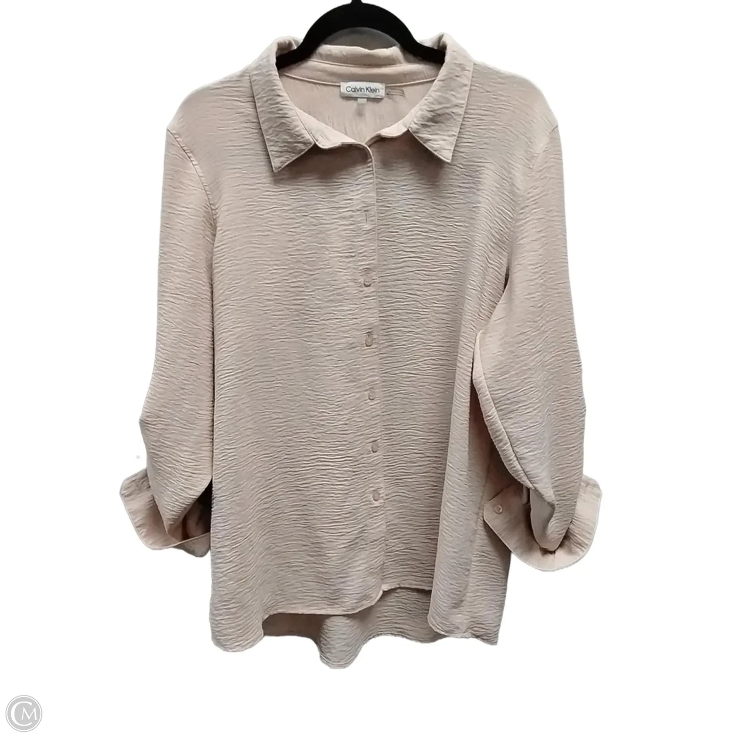Blouse Long Sleeve By Calvin Klein In Peach, Size: Xl
