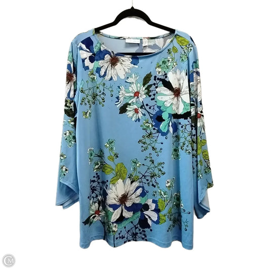 Top Long Sleeve By Susan Graver In Floral Print, Size: 1x