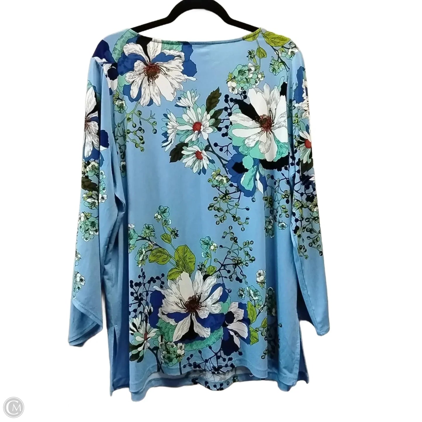 Top Long Sleeve By Susan Graver In Floral Print, Size: 1x