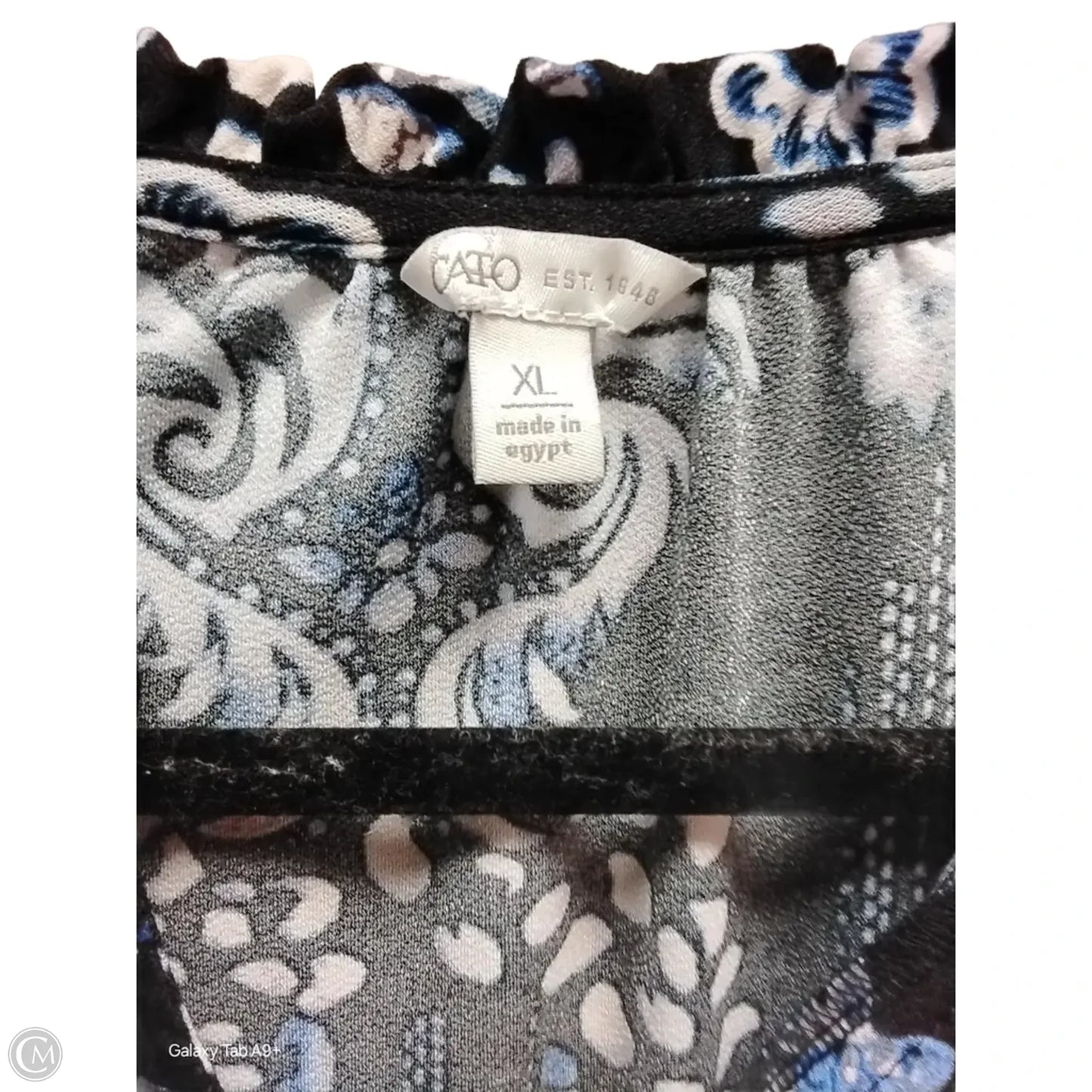 Blouse Long Sleeve By Cato In Black & Blue, Size: Xl
