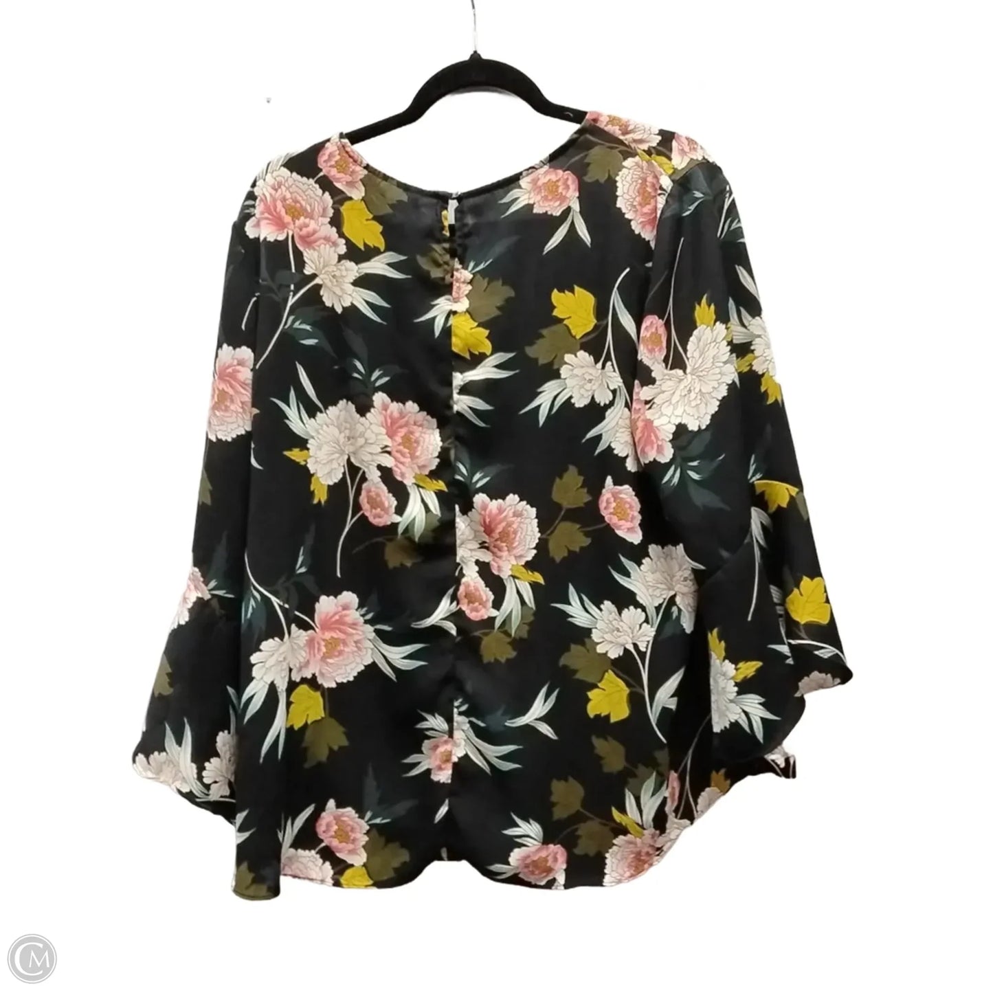Top Long Sleeve Basic By Cato In Floral Print, Size: Xl