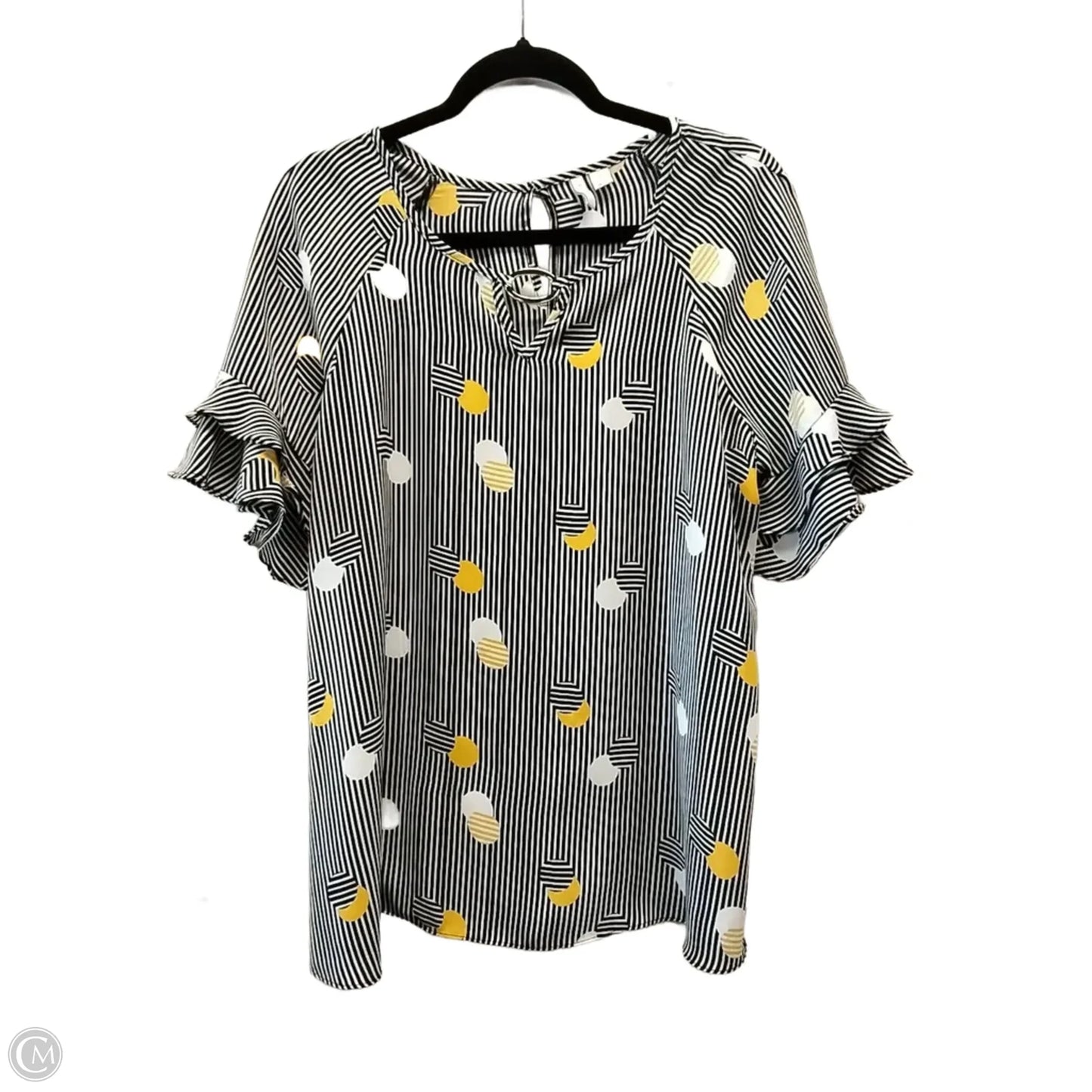 Top Short Sleeve By Cato In Striped Pattern, Size: L