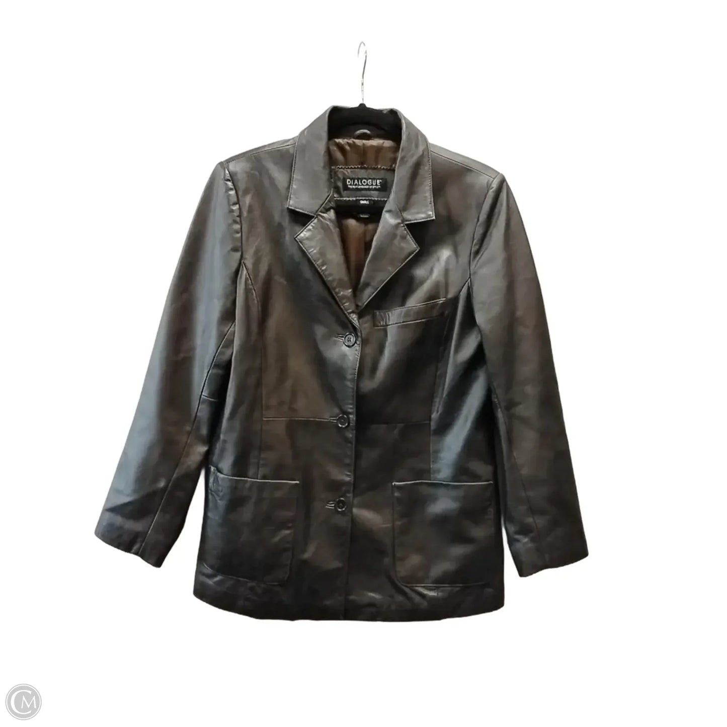 Jacket Leather By Dialogue Qvc In Brown, Size: S