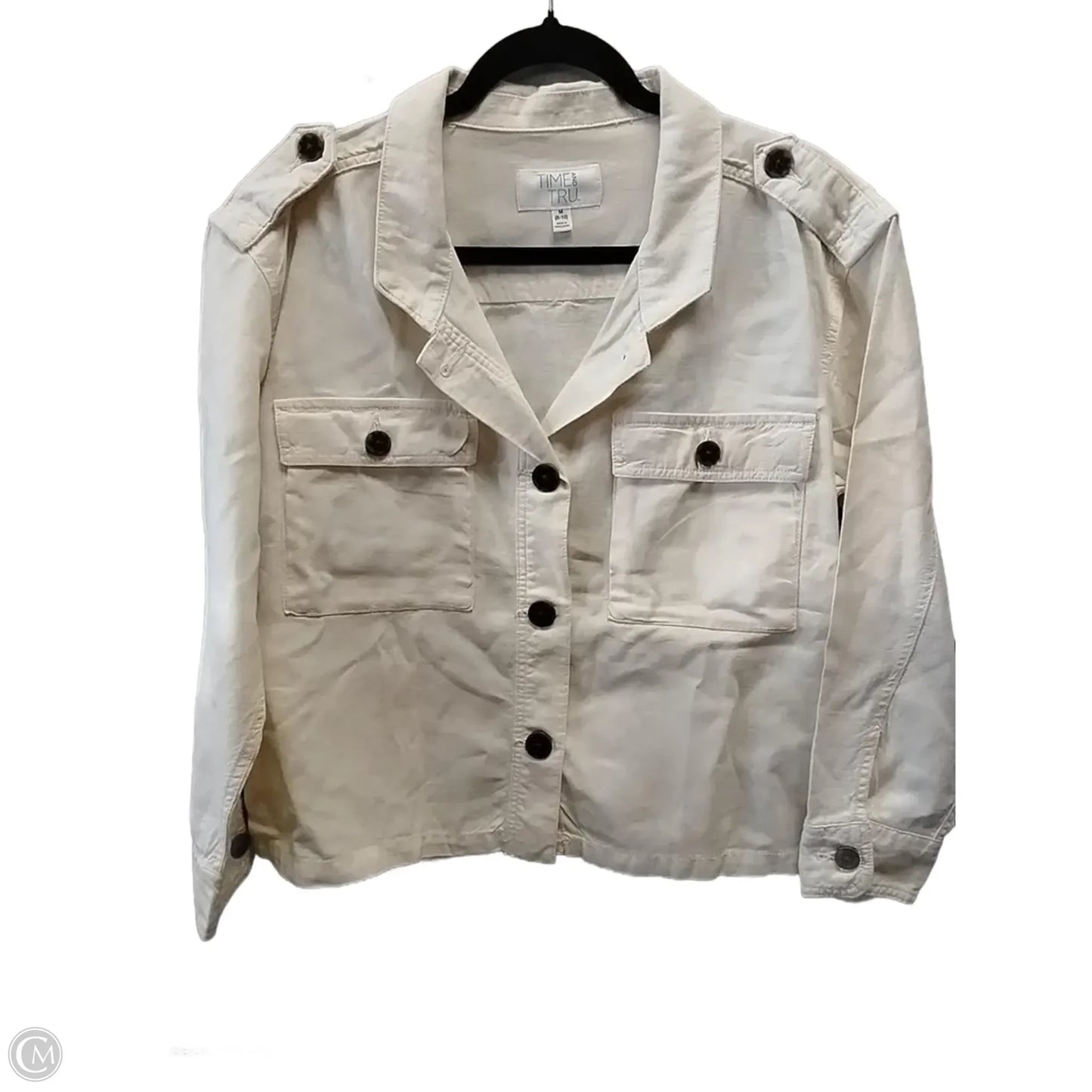 Top Long Sleeve Basic By Time And Tru In Cream, Size: M