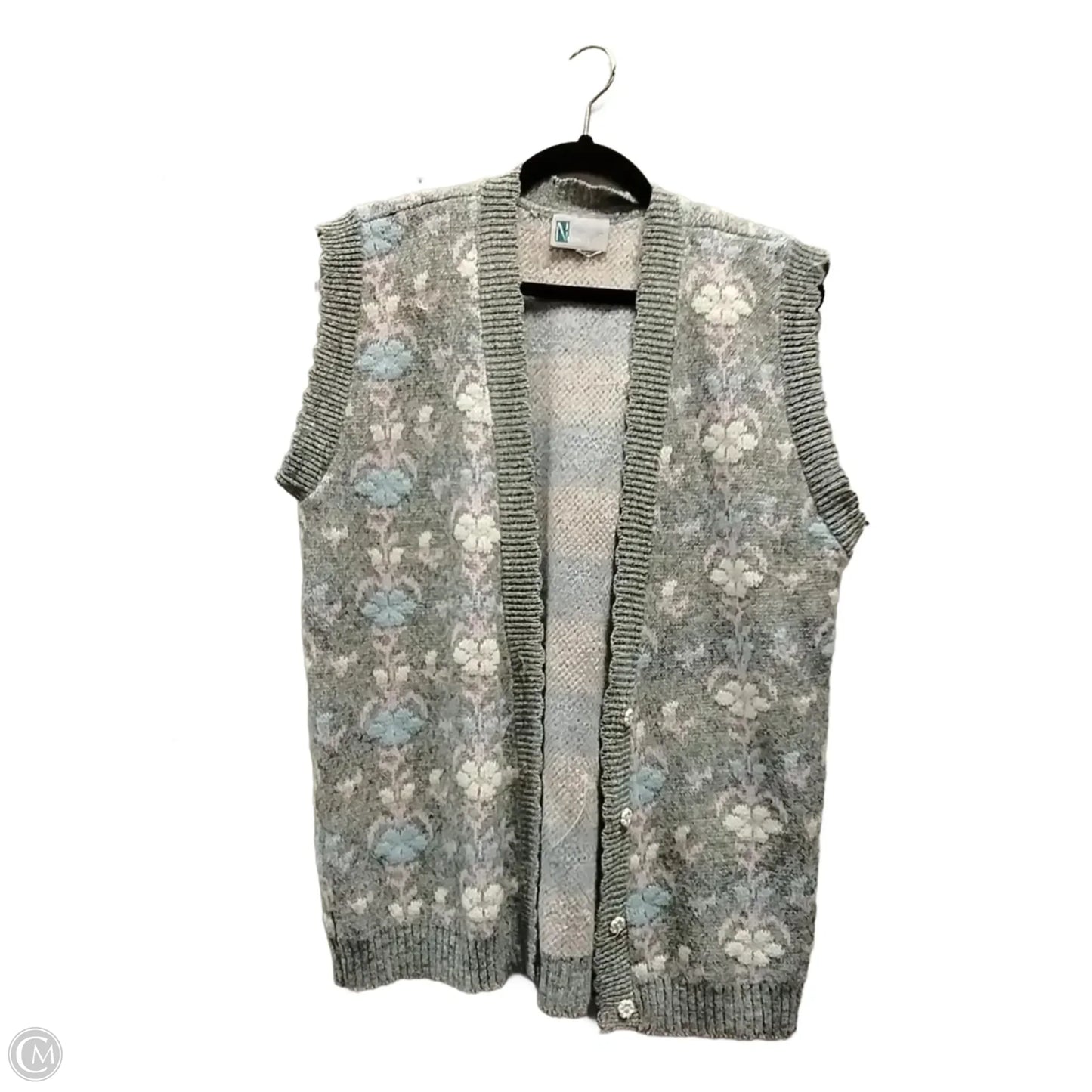 Vest Sweater By Clothes Mentor In Floral Print, Size: L