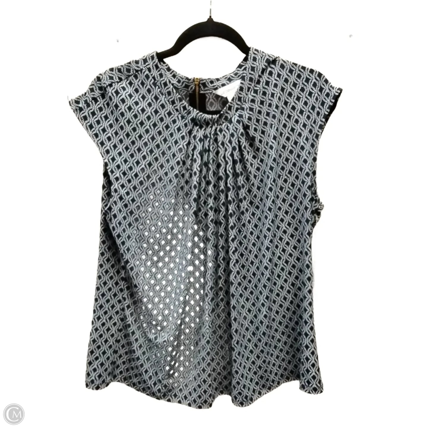Blouse Sleeveless By Liz Claiborne In Blue & White, Size: Xlp