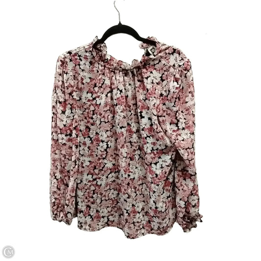 Blouse Long Sleeve By Anne Klein In Floral Print, Size: L
