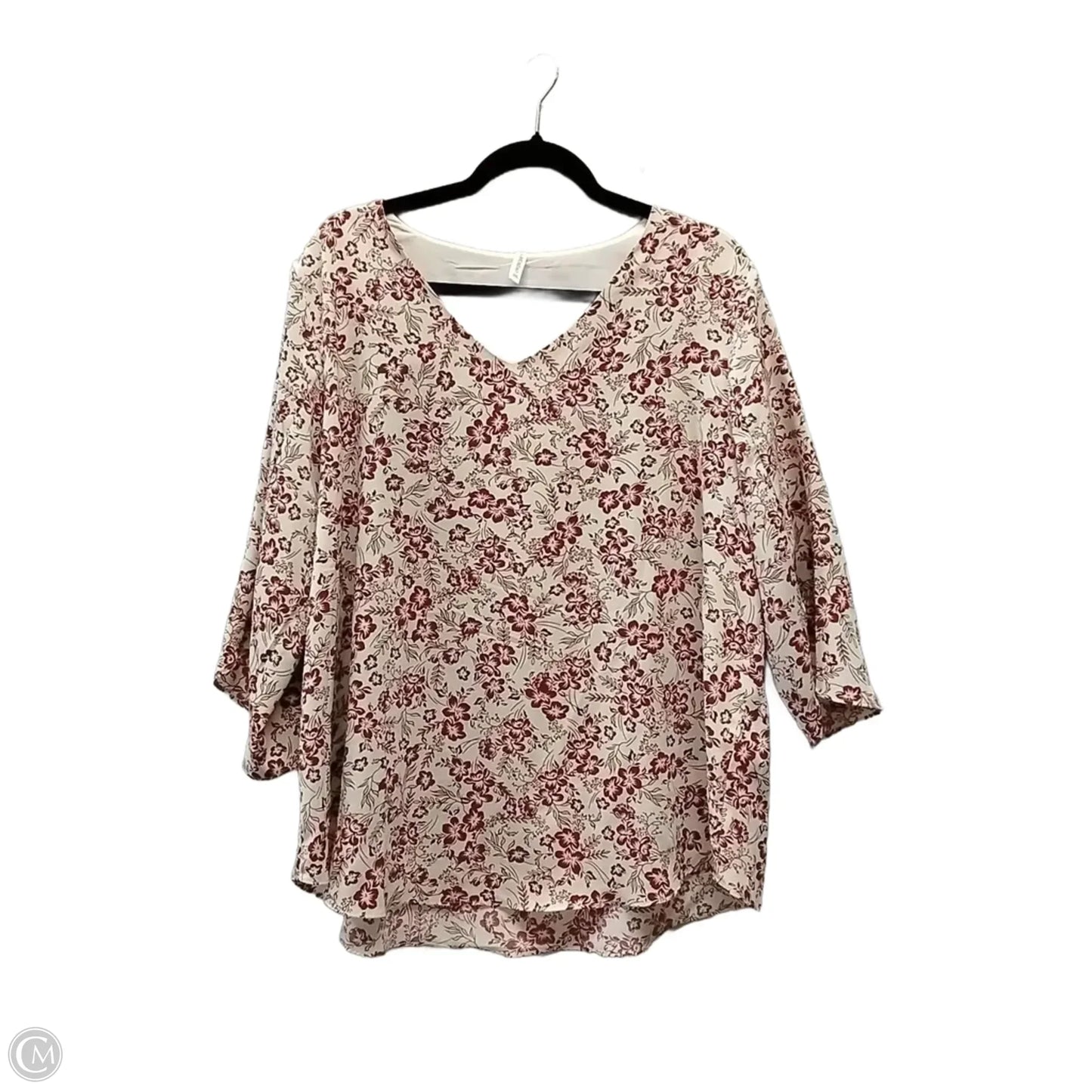 Top 3/4 Sleeve By Cmf In Floral Print, Size: 2x
