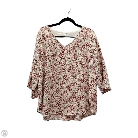 Top 3/4 Sleeve By Cmf In Floral Print, Size: 2x