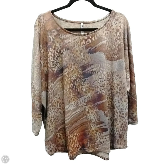 Top Long Sleeve By Leo And Nicole In Animal Print, Size: 2x