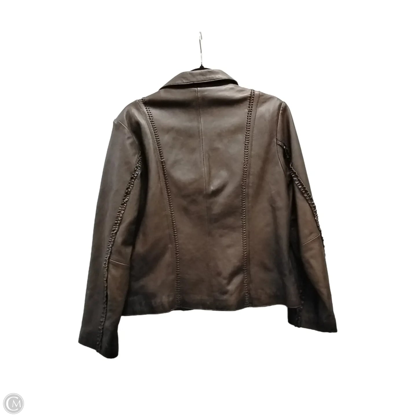Jacket Leather By Chicos In Brown, Size: L