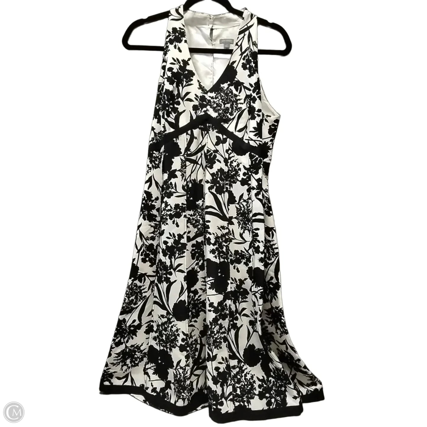 Dress Casual Midi By Ann Taylor In Black & Cream, Size: 10