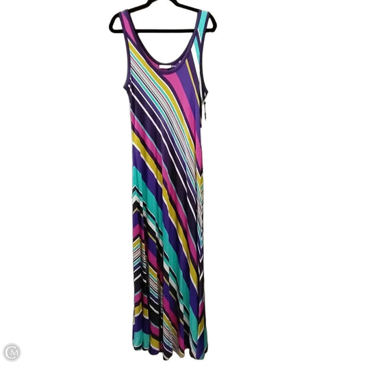 Dress Casual Maxi By Calvin Klein In Rainbow Print, Size: 14