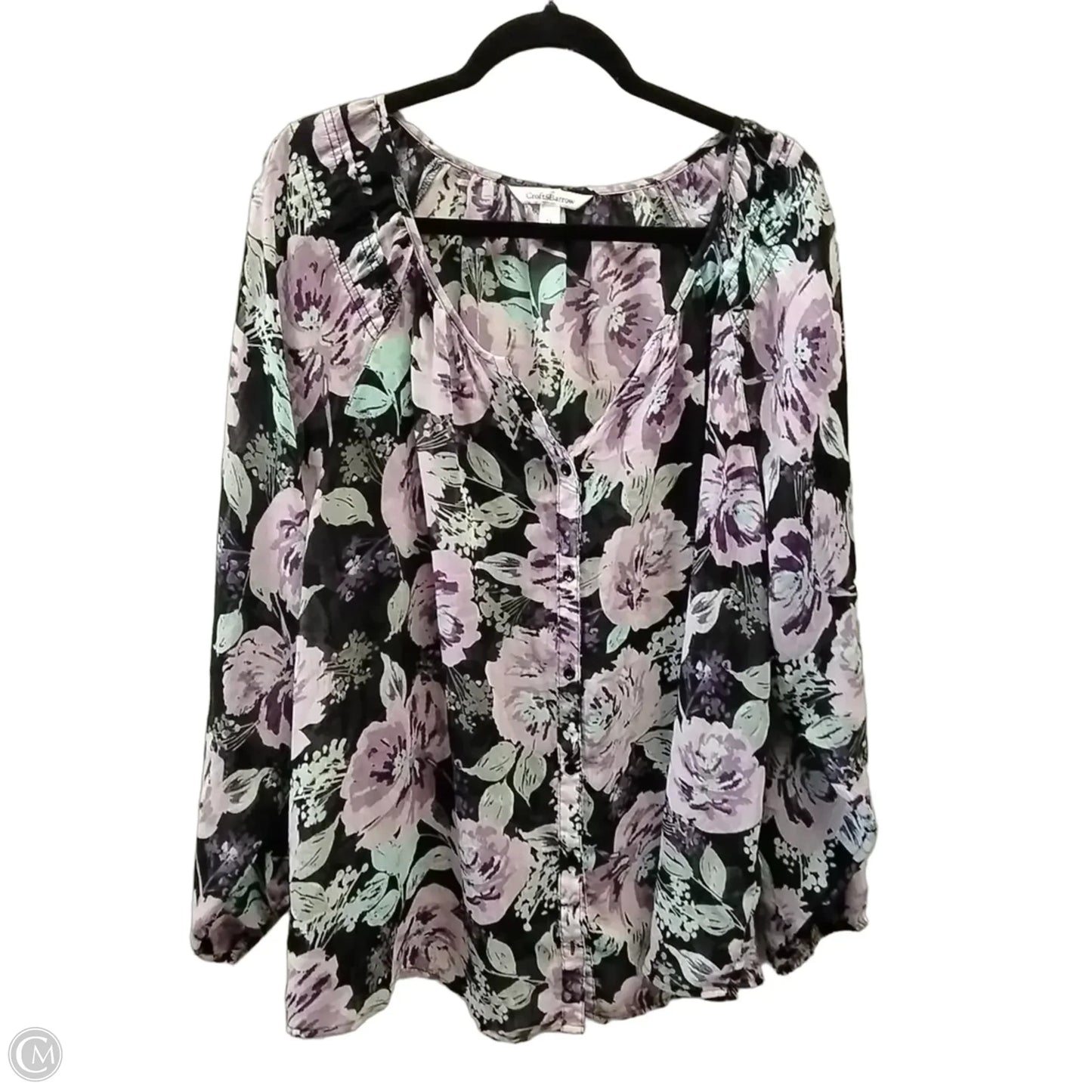 Blouse Long Sleeve By Croft And Barrow In Purple, Size: 2x