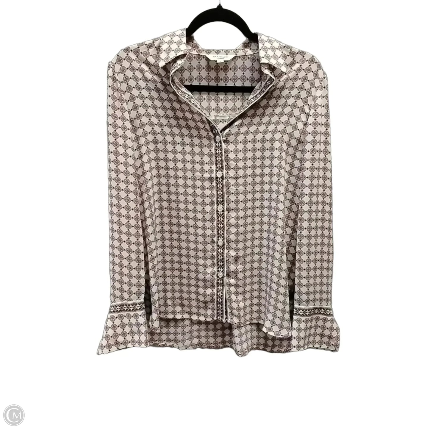 Blouse Long Sleeve By Max Studio In Geometric Pattern, Size: S