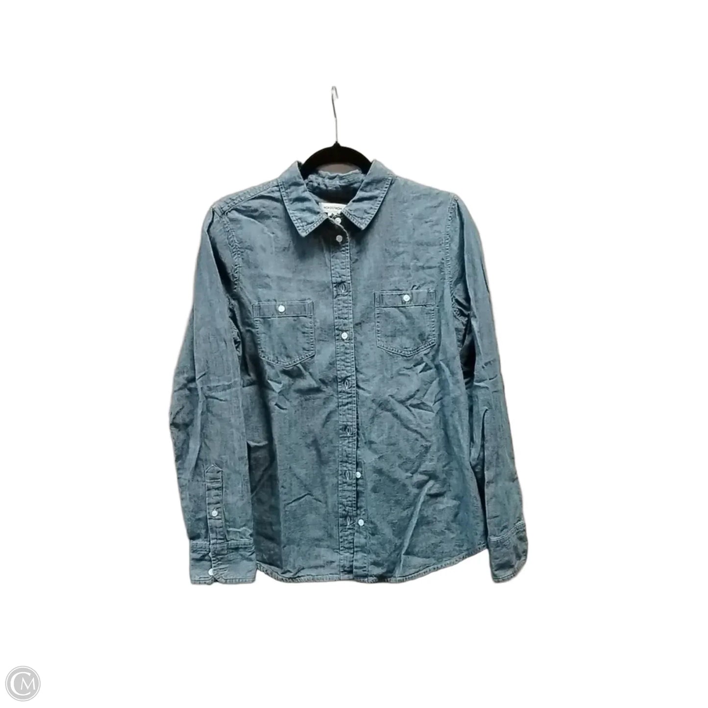 Blouse Long Sleeve By Nordstrom In Blue Denim, Size: M