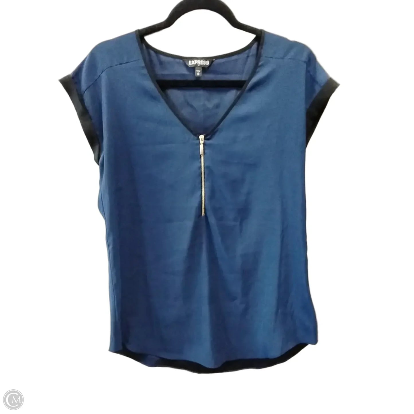 Blouse Short Sleeve By Express In Navy, Size: M