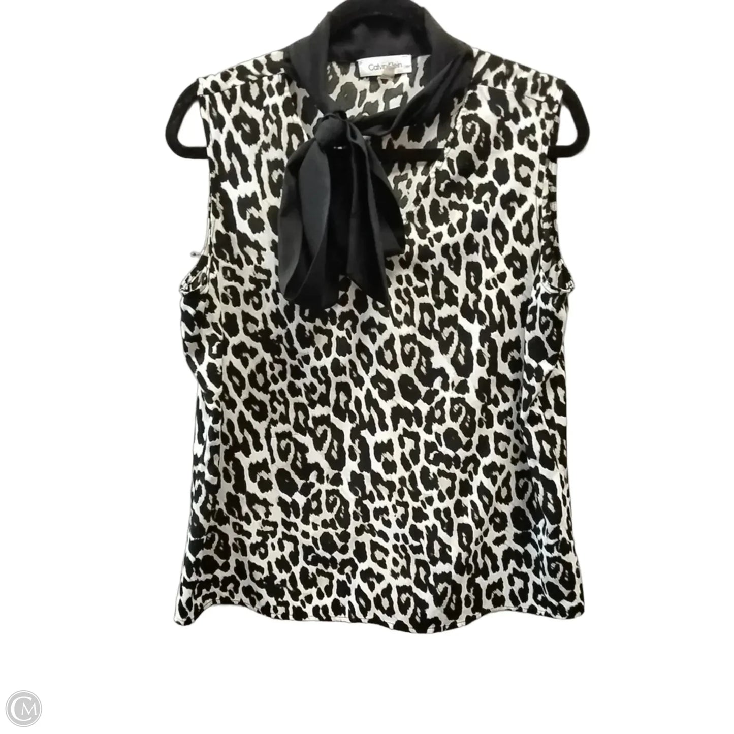 Blouse Short Sleeve By Calvin Klein In Leopard Print, Size: L