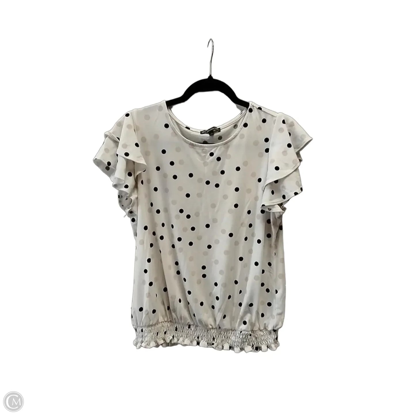Blouse Short Sleeve By Adrianna Papell In Polkadot Pattern, Size: M