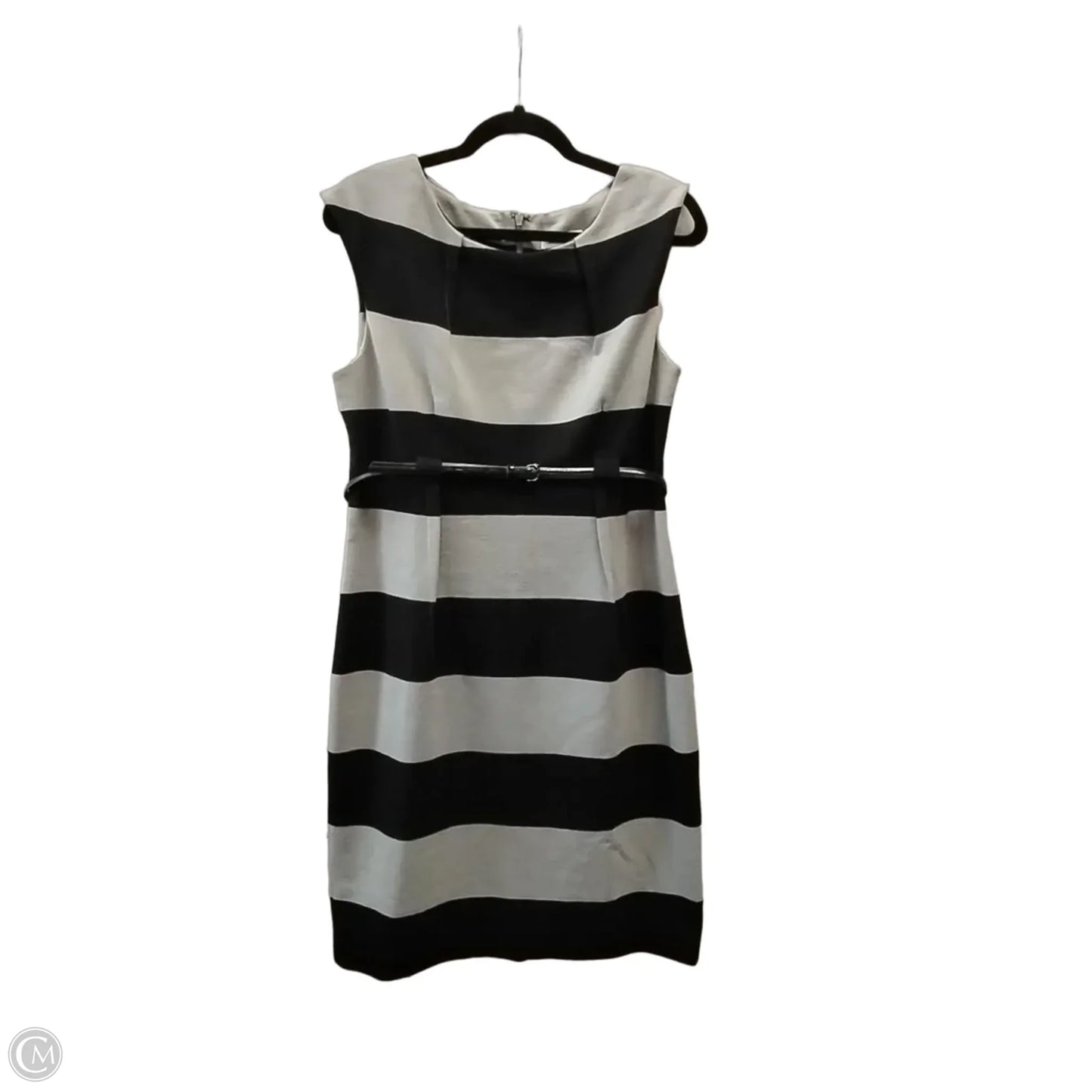 Dress Casual Midi By Calvin Klein In Black & Grey, Size: 12