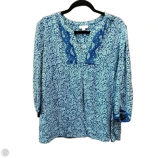 Blouse Long Sleeve By J. Jill In Blue & White, Size: Xl