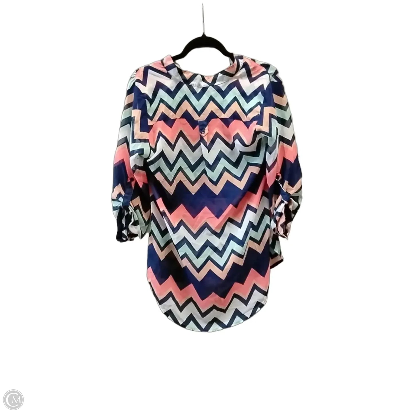 Blouse Long Sleeve By Wishful Park In Striped Pattern, Size: L