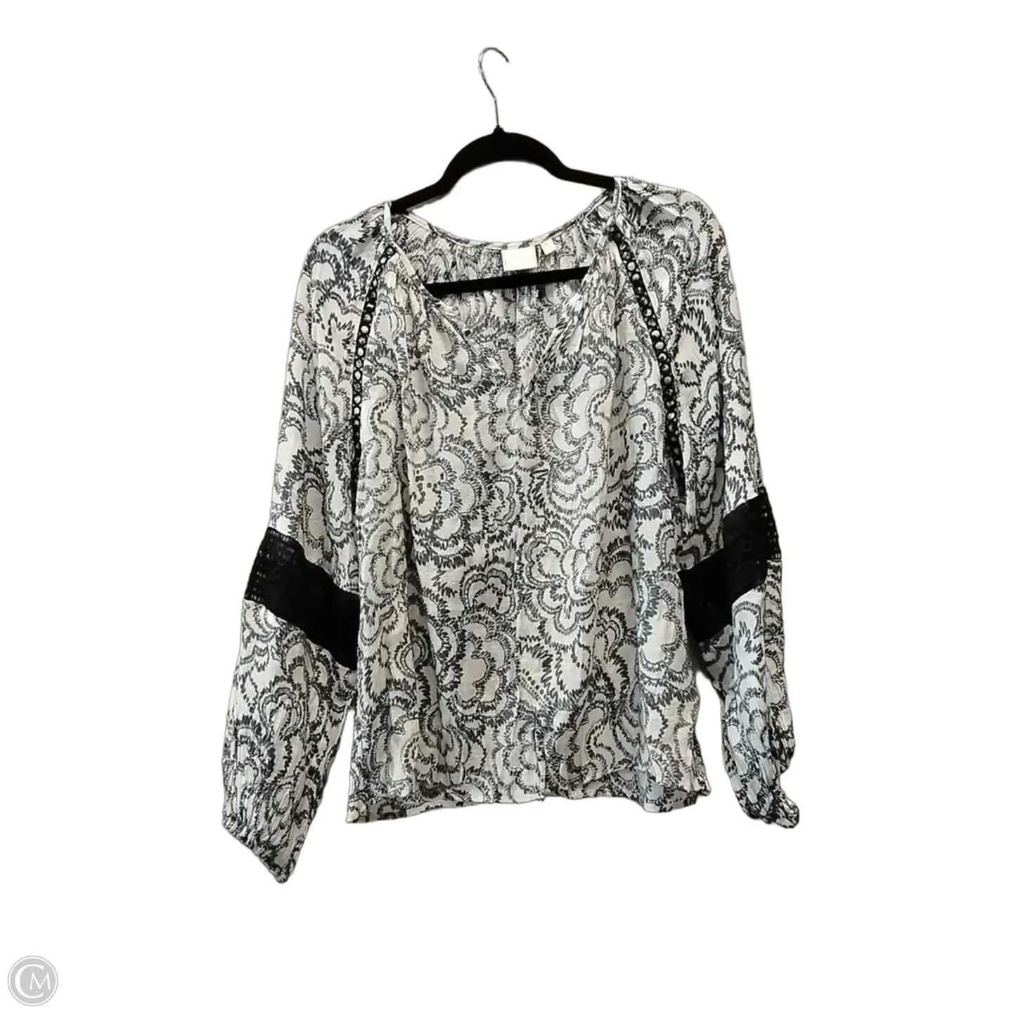 Top Long Sleeve By Zac And Rachel In Blue & White, Size: L