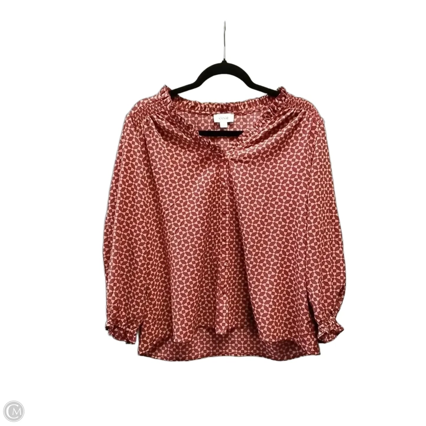 Blouse Long Sleeve By Cece In Geometric Pattern, Size: L