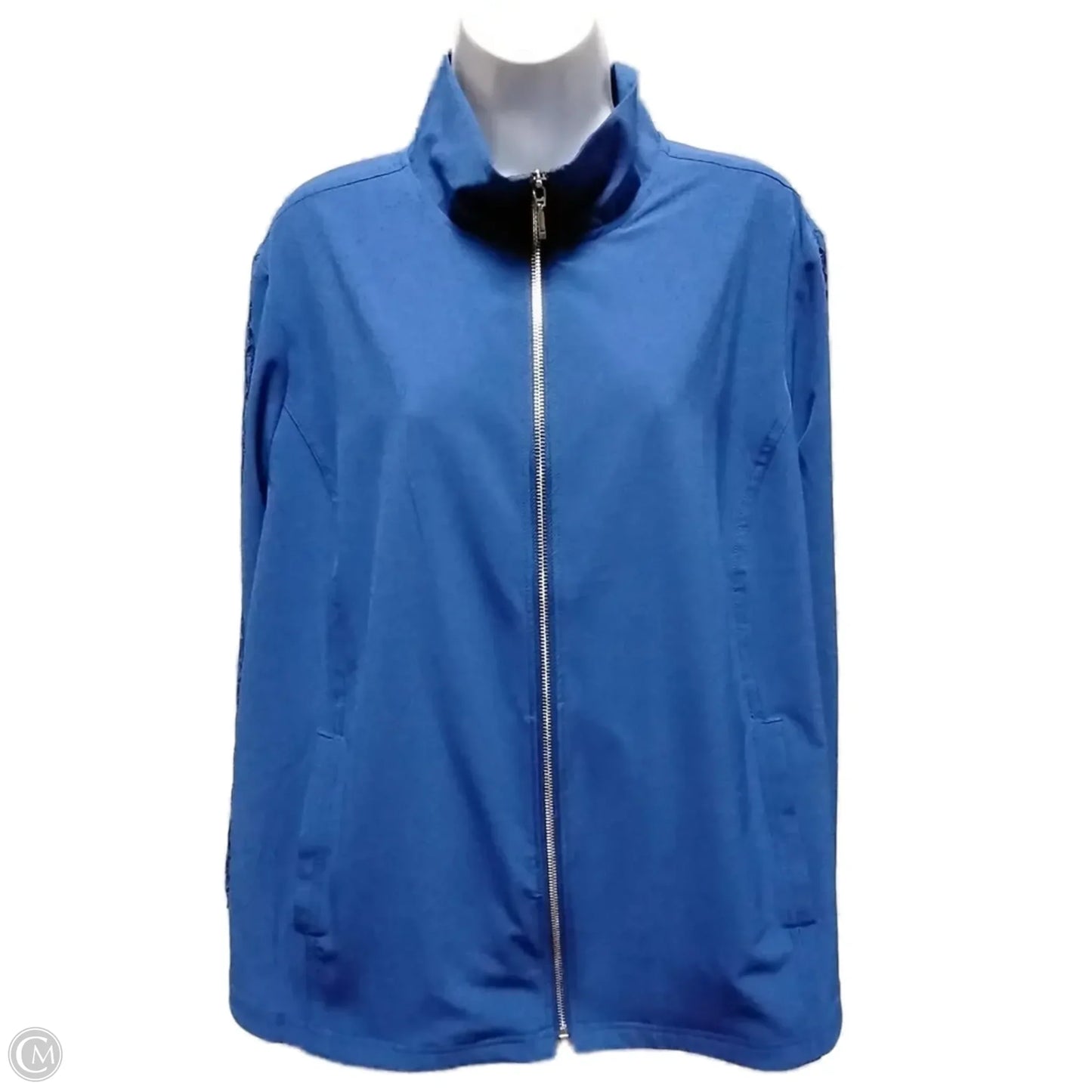 Jacket Windbreaker By Chicos In Blue, Size: 3
