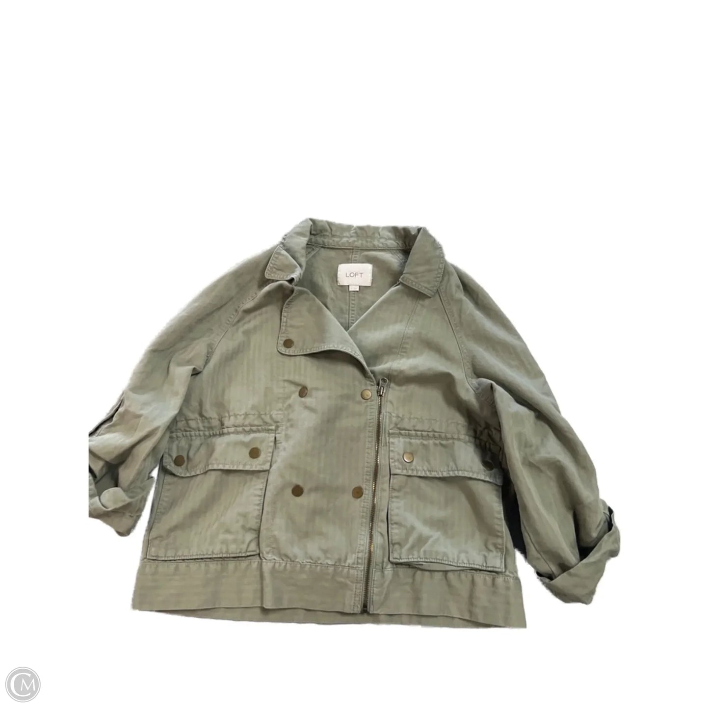 Jacket Shirt By Loft In Green, Size: S