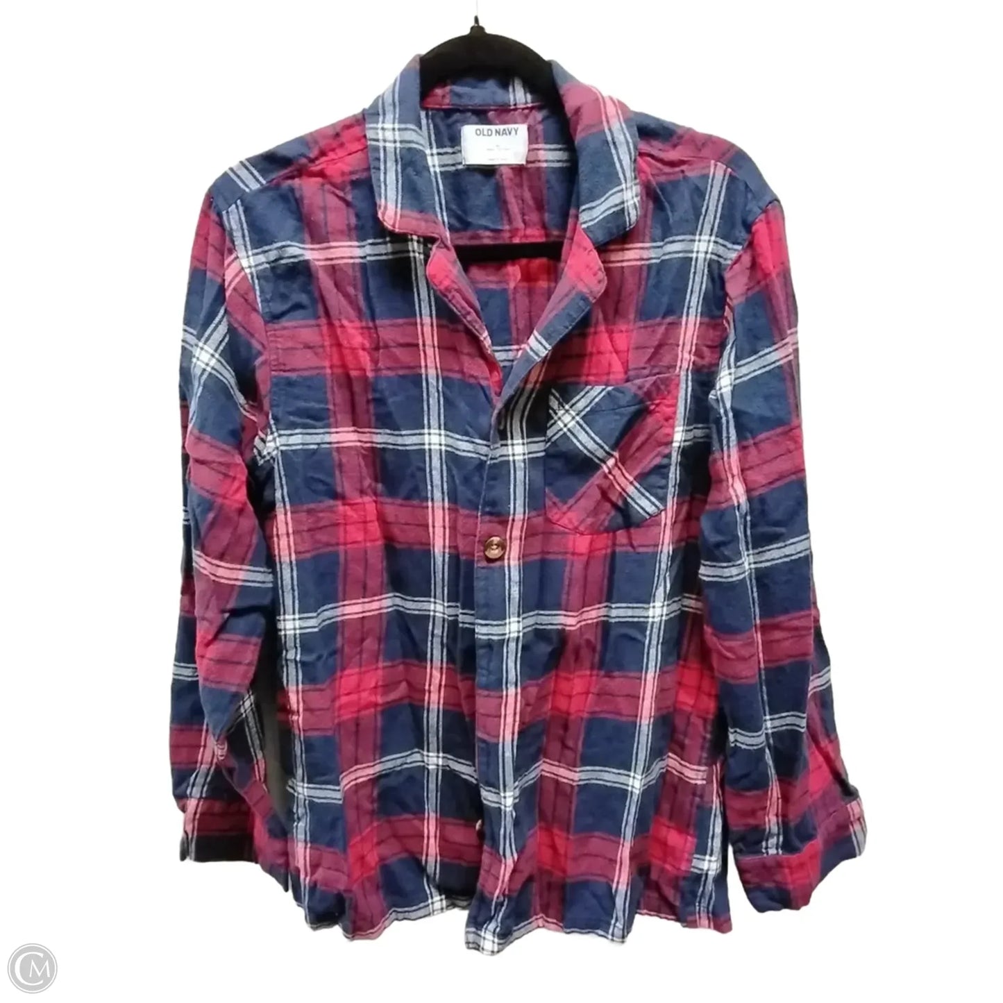 Top Long Sleeve By Old Navy In Plaid Pattern, Size: M