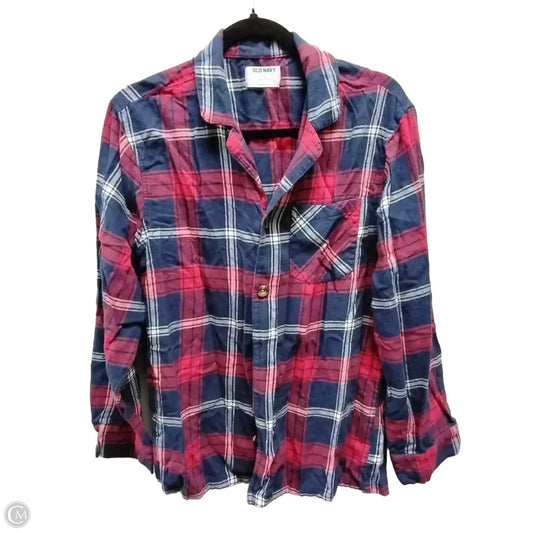 Top Long Sleeve By Old Navy In Plaid Pattern, Size: M