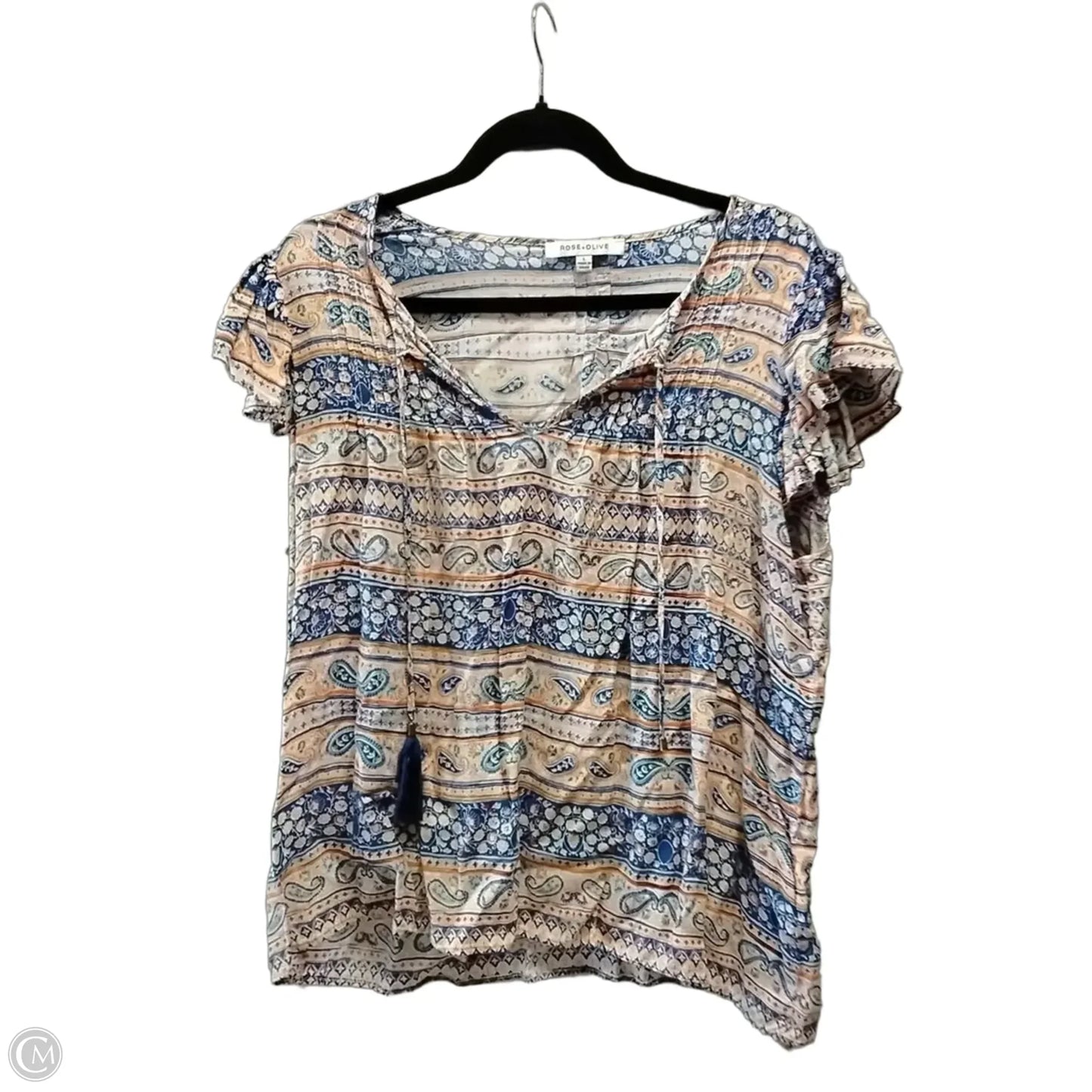 Blouse Short Sleeve By Rose And Olive In Paisley Print, Size: L
