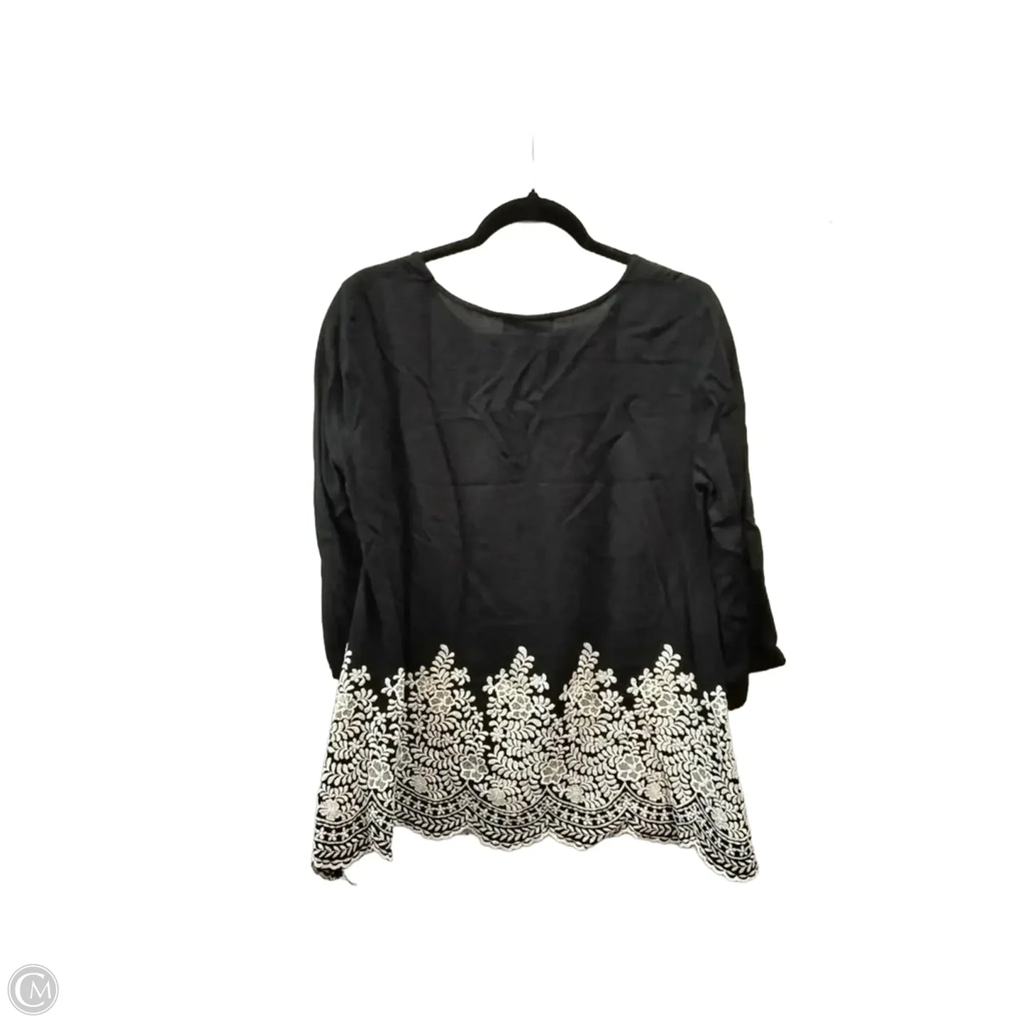 Blouse 3/4 Sleeve By Karen Kane In Black, Size: Xs