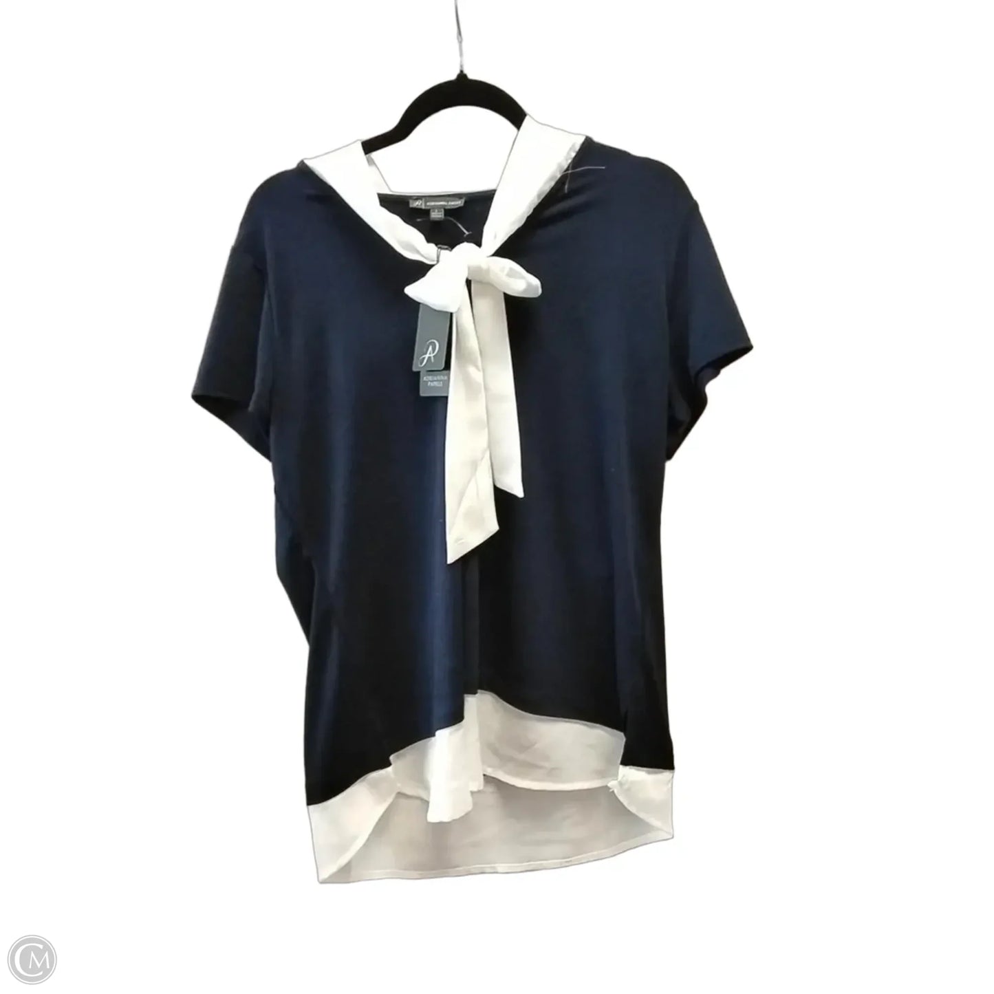 Blouse Short Sleeve By Adrianna Papell In Blue, Size: L