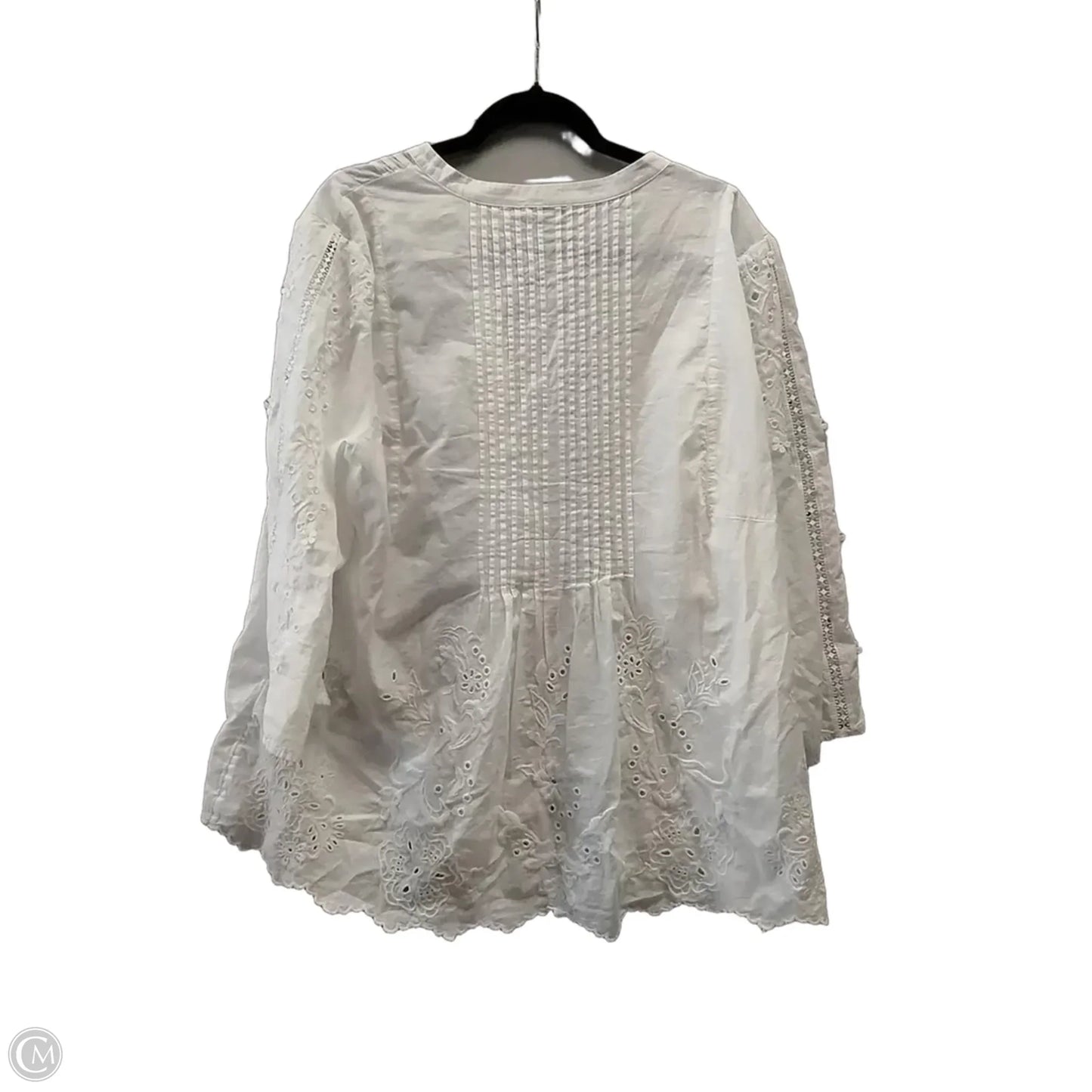 Blouse Long Sleeve By Chicos In White, Size: Xxl